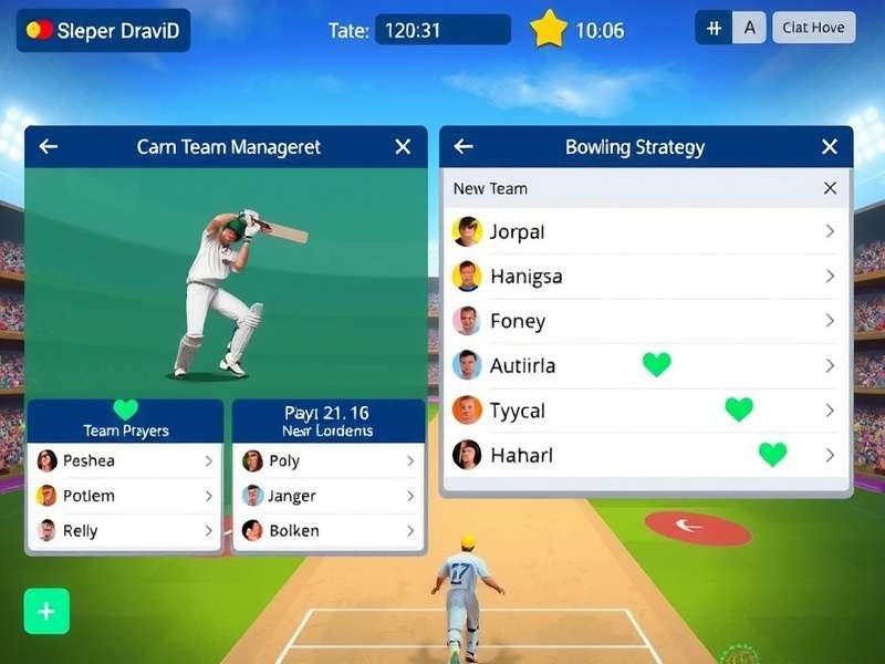 Smart Captain Dravid gameplay screenshot showing cricket field and player management